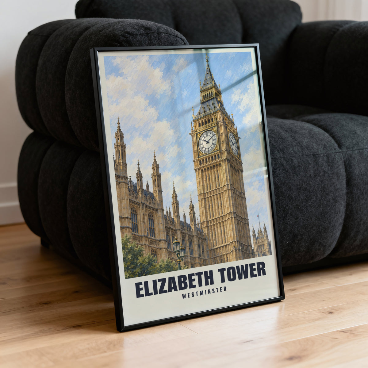 Vintage Elizabeth Tower London Poster, Westminster Print