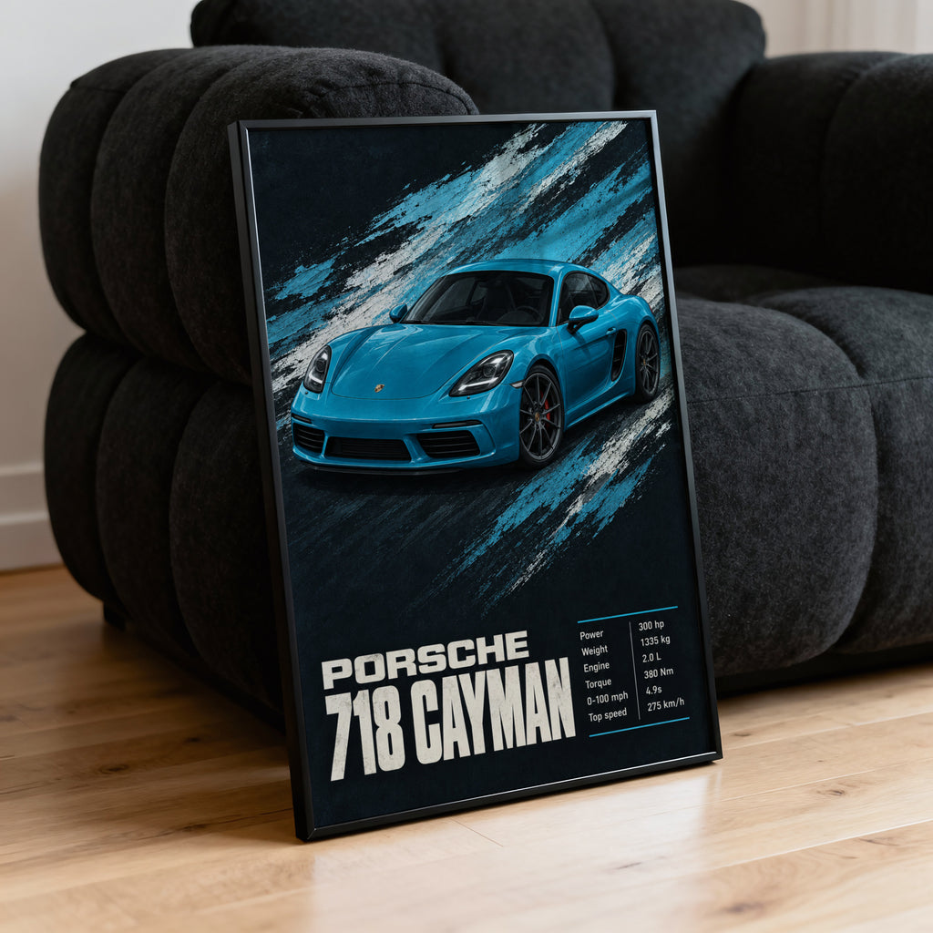 Vintage Porsche 718 Cayman Print, Car Wall Art