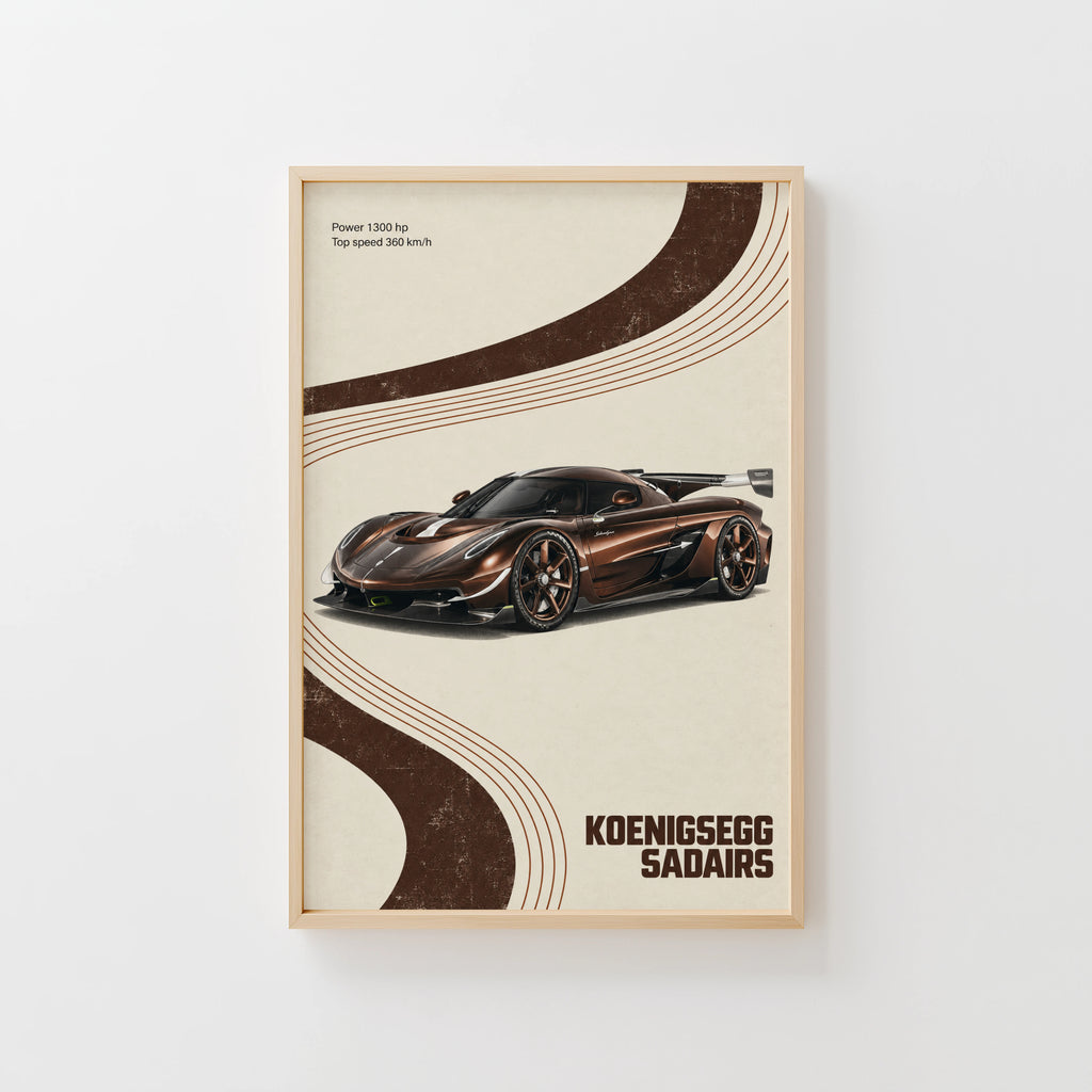 Vintage Koenigsegg Supercar Print, Car Wall Art