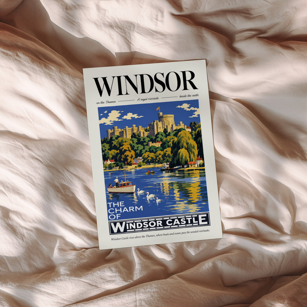 Vintage Windsor Castle Poster, Thames Wall Art