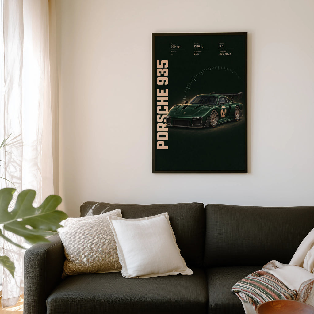 Vintage Porsche 935 Print, Racing Car Wall Art