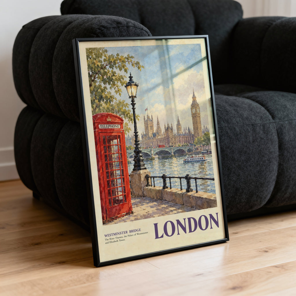 Vintage London Poster, Westminster Bridge Wall Art