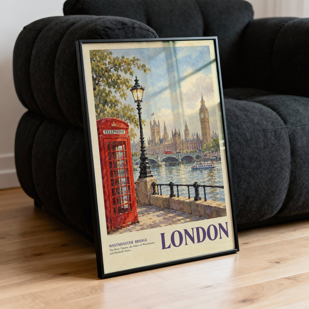 Vintage London Poster, Westminster Bridge Wall Art