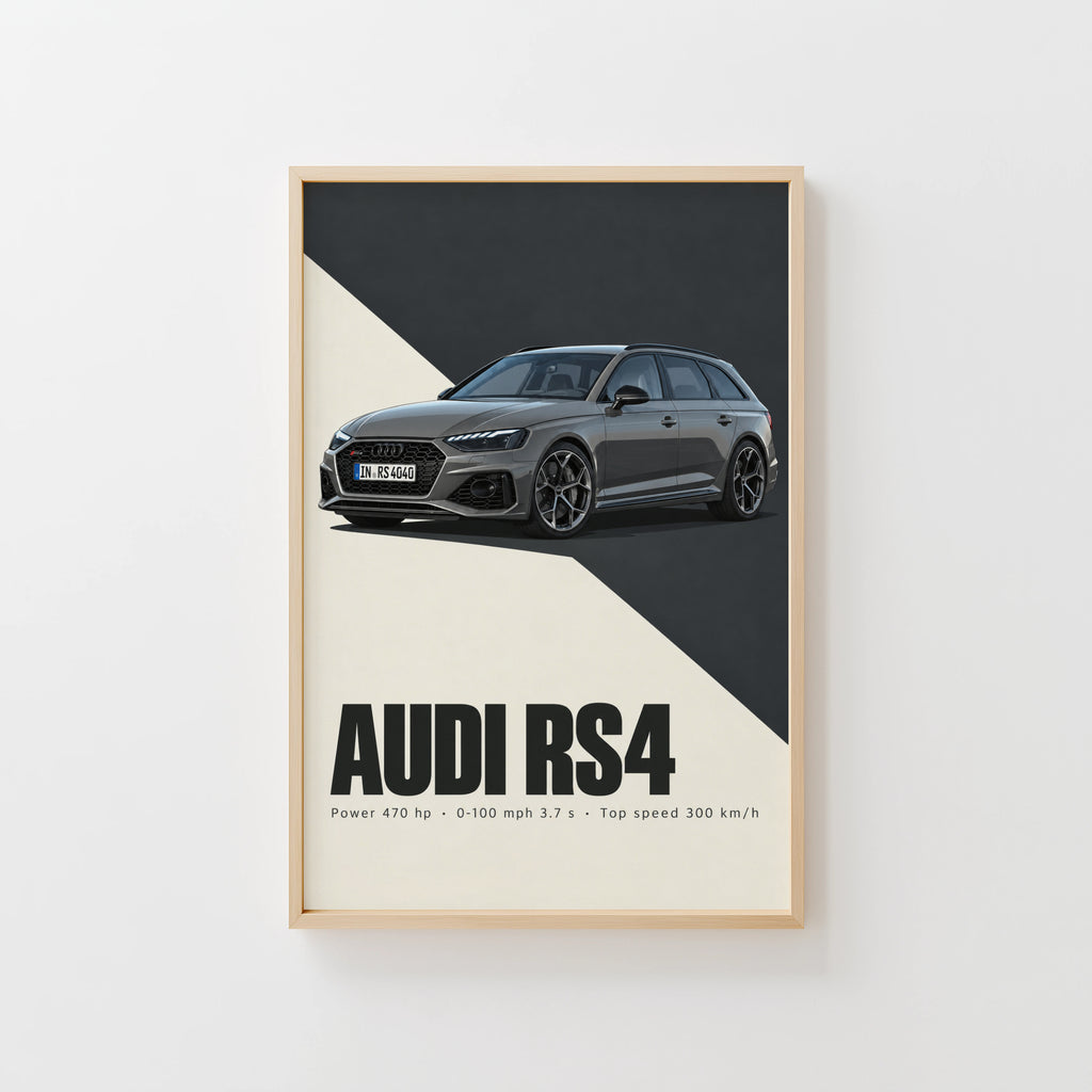 Vintage Audi RS4 Avant Print, Car Wall Art