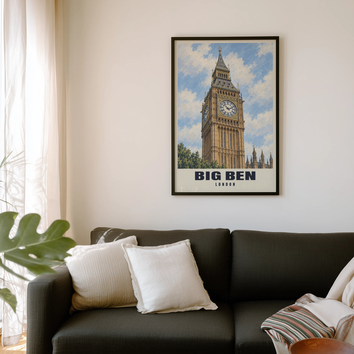 Vintage Big Ben Poster, London Wall Art, England Print