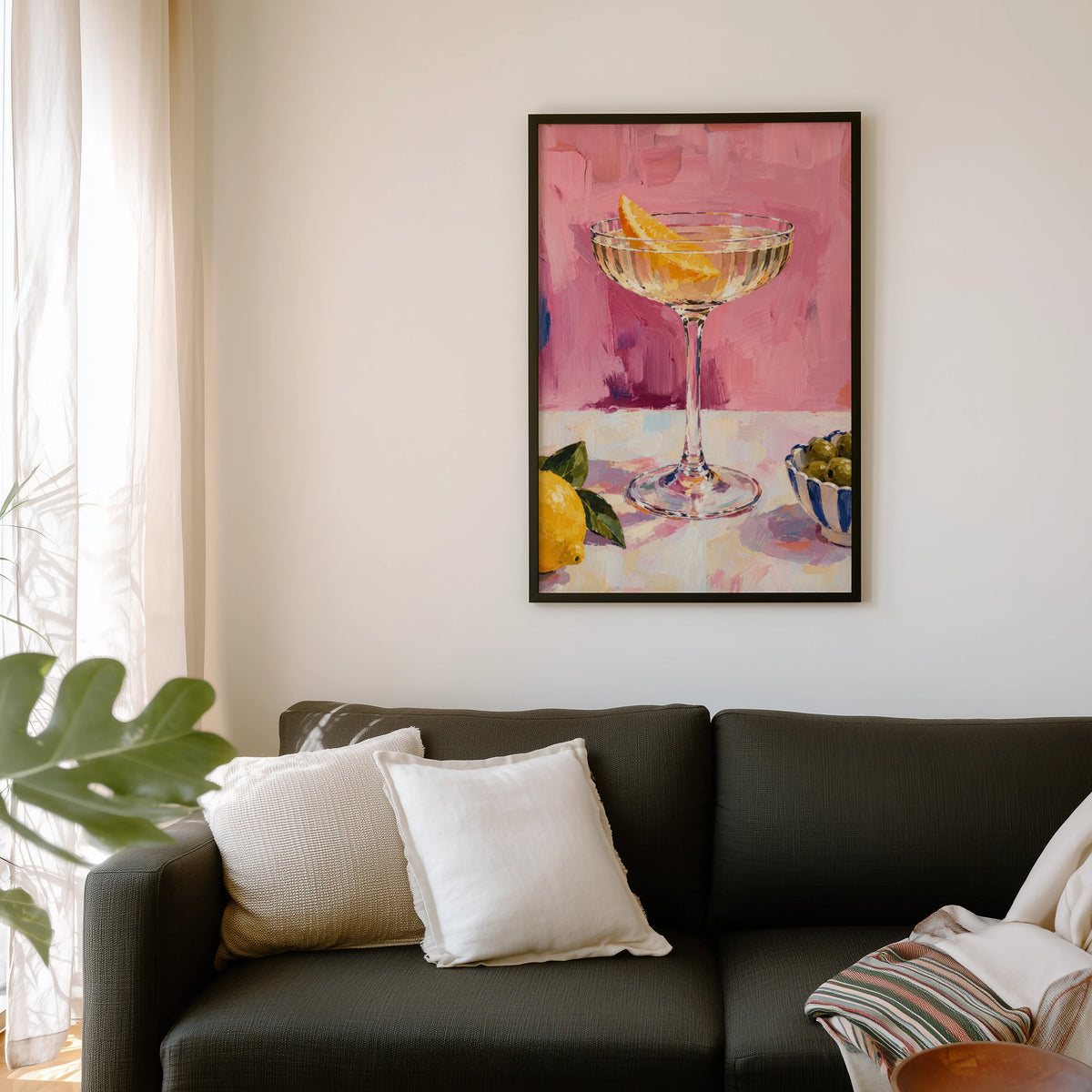 Vintage Cocktail Print Poster, Pink Kitchen Wall Art