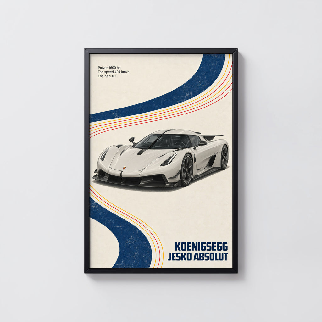 Vintage Koenigsegg Jesko Absolut Print, Car Art