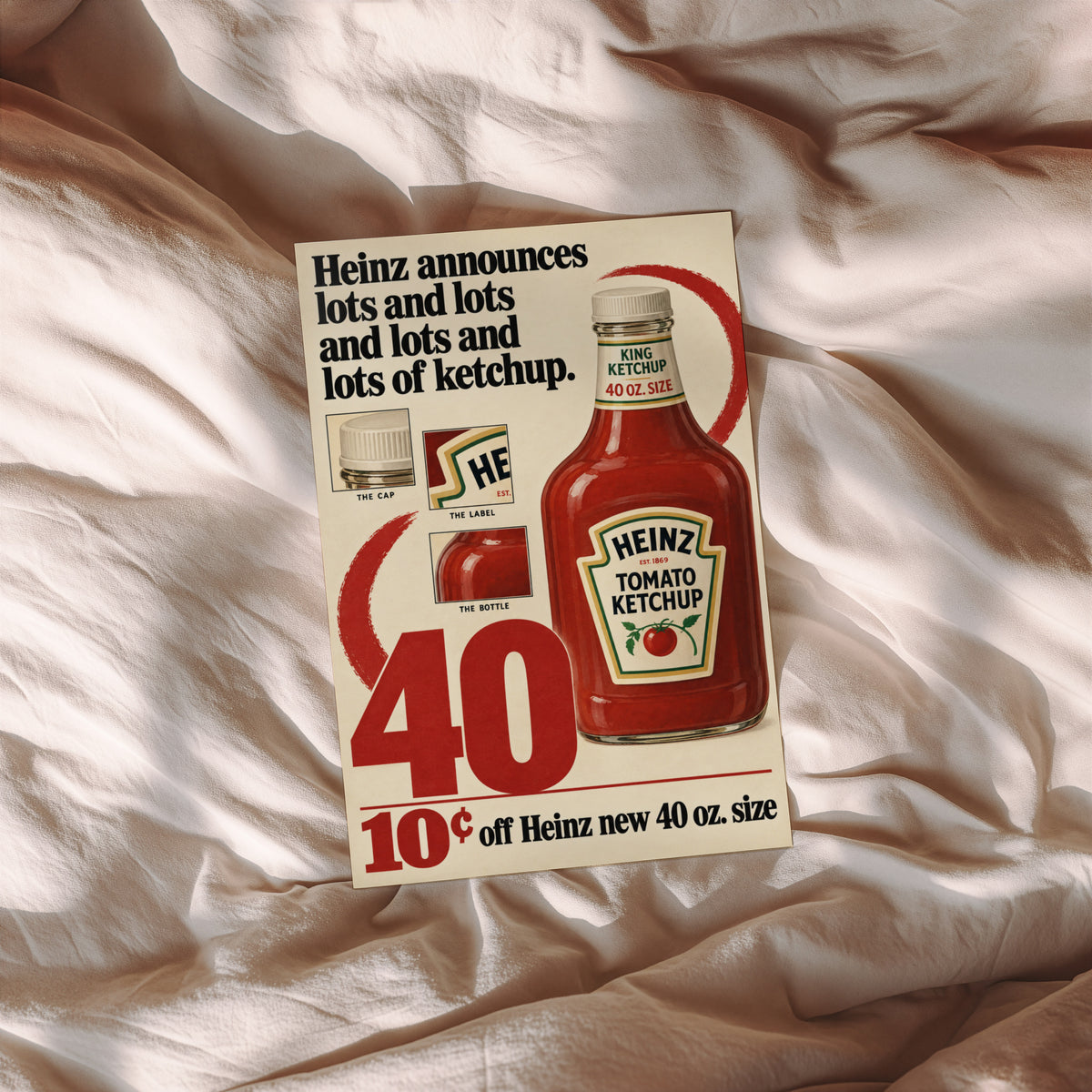 Vintage Ketchup Bottle Poster, Retro Kitchen Wall Art, Print