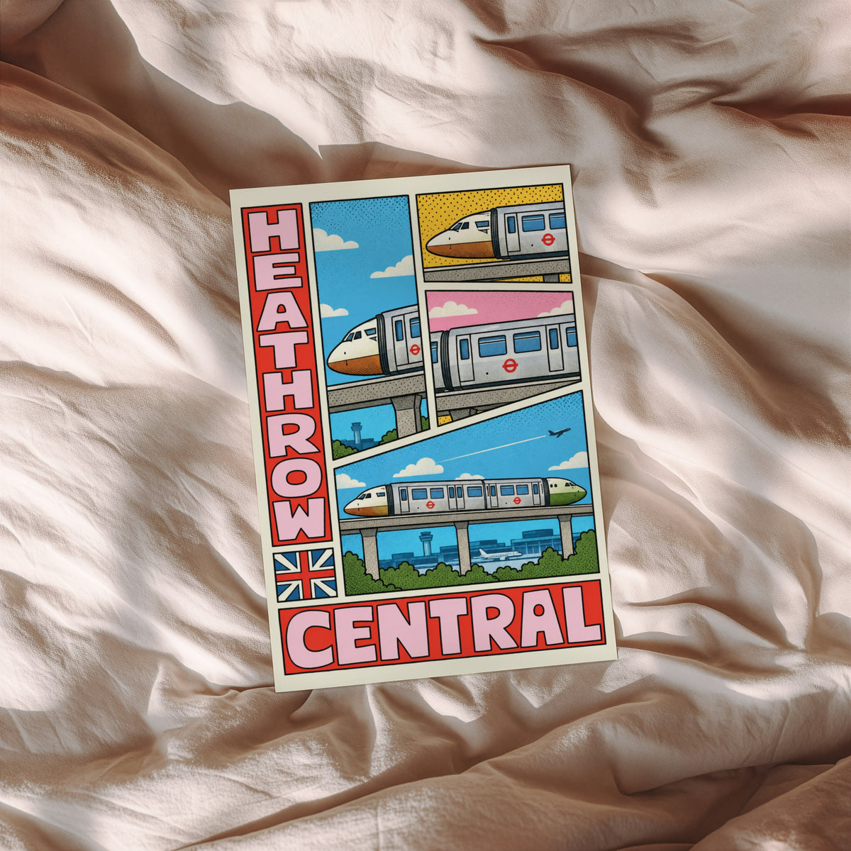 Vintage Heathrow Central Poster, London Tube Wall Art