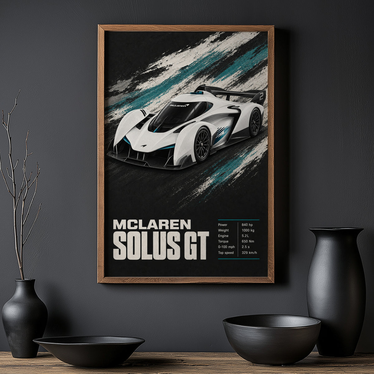 Vintage McLaren Solus GT Print, Car Wall Art