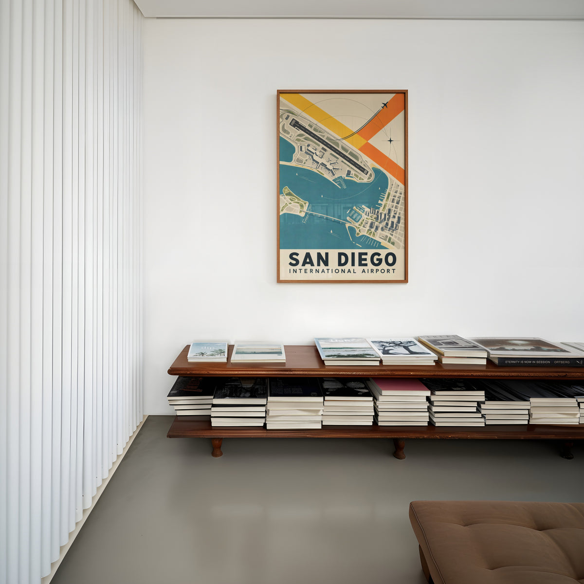Vintage San Diego Airport Poster, Aerial Map Print
