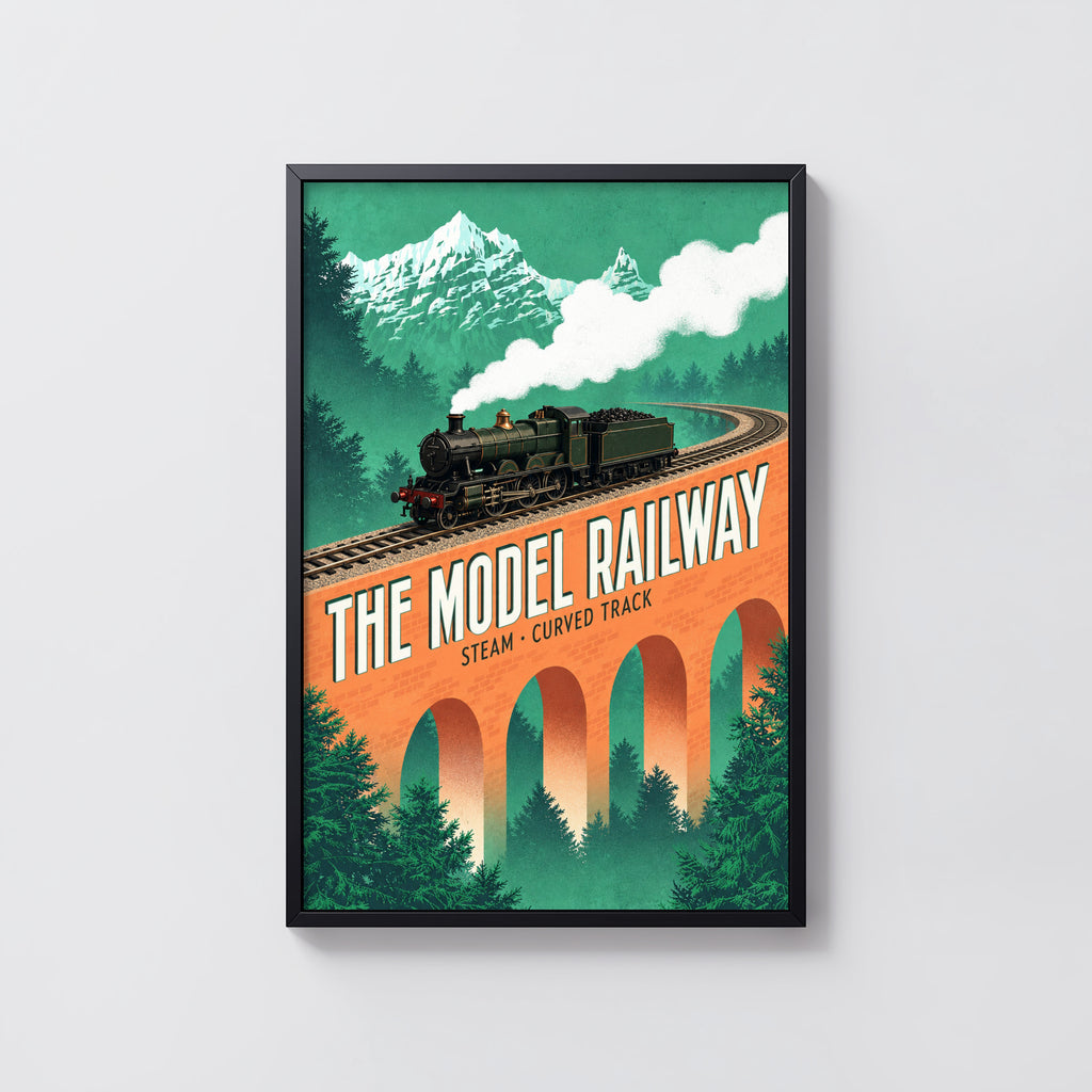 Vintage Model Railway Print Poster, Steam Train Wall Art