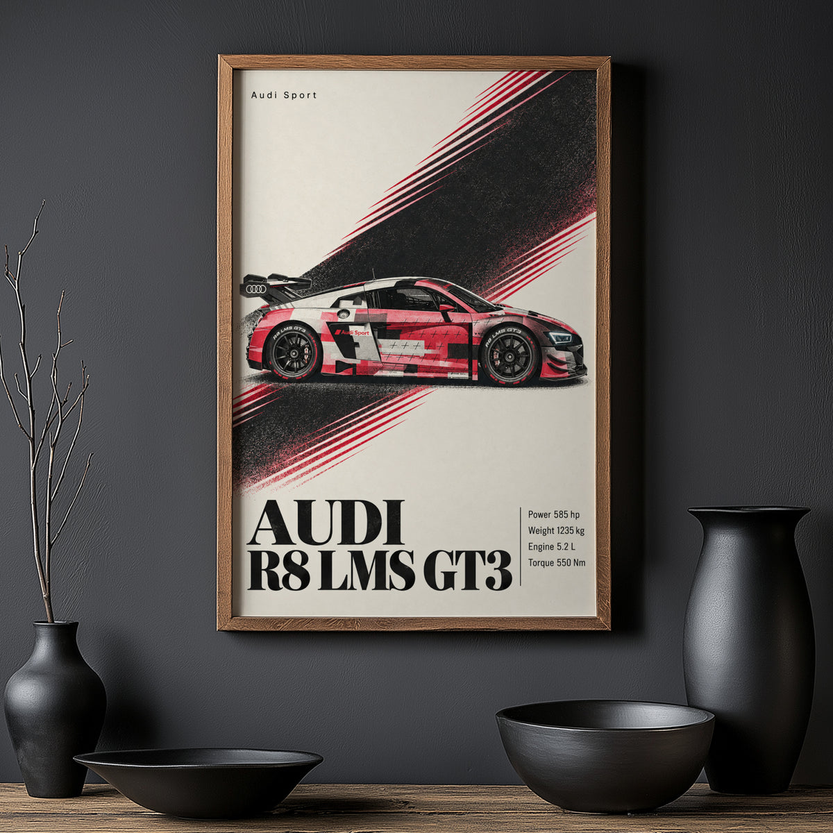 Vintage Audi R8 LMS GT3 Print, Racing Car Poster