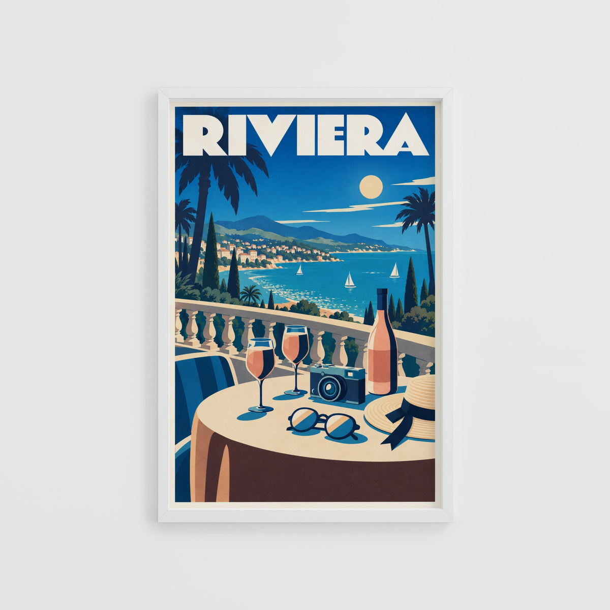 Vintage Riviera Poster, Art Deco Wall Art, Travel Print