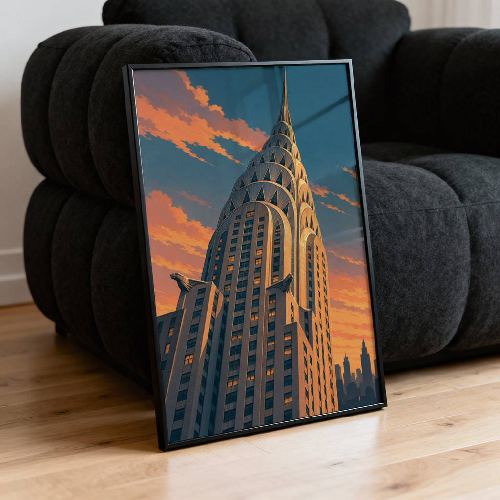 Vintage Chrysler Building Poster, Art Deco Wall Art