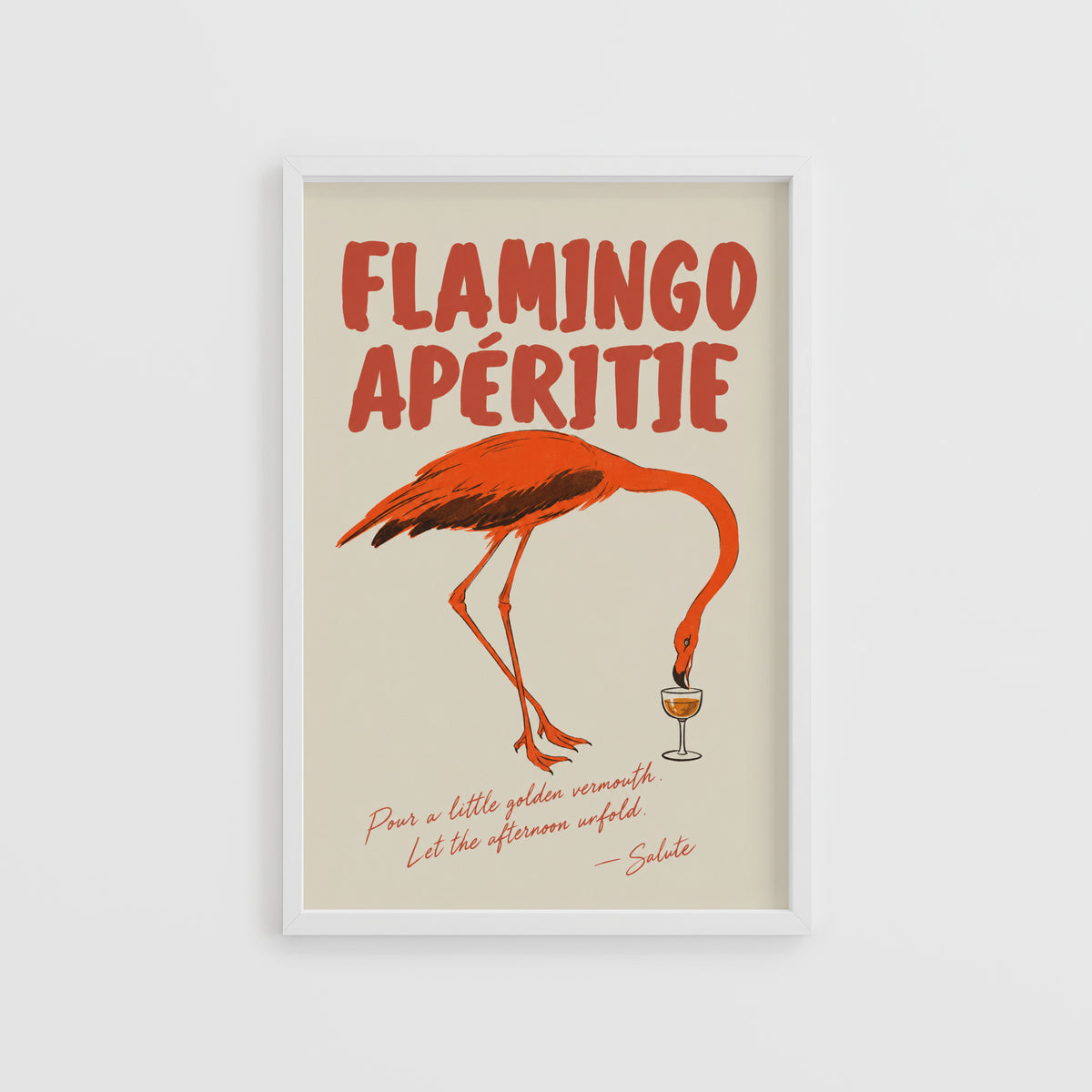 Vintage Flamingo Aperitif Print Poster, Bar Wall Art