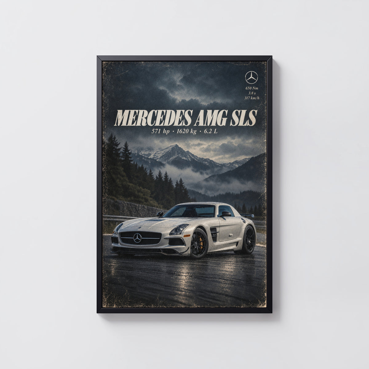 Vintage Mercedes AMG SLS Print, Car Poster, Wall Art