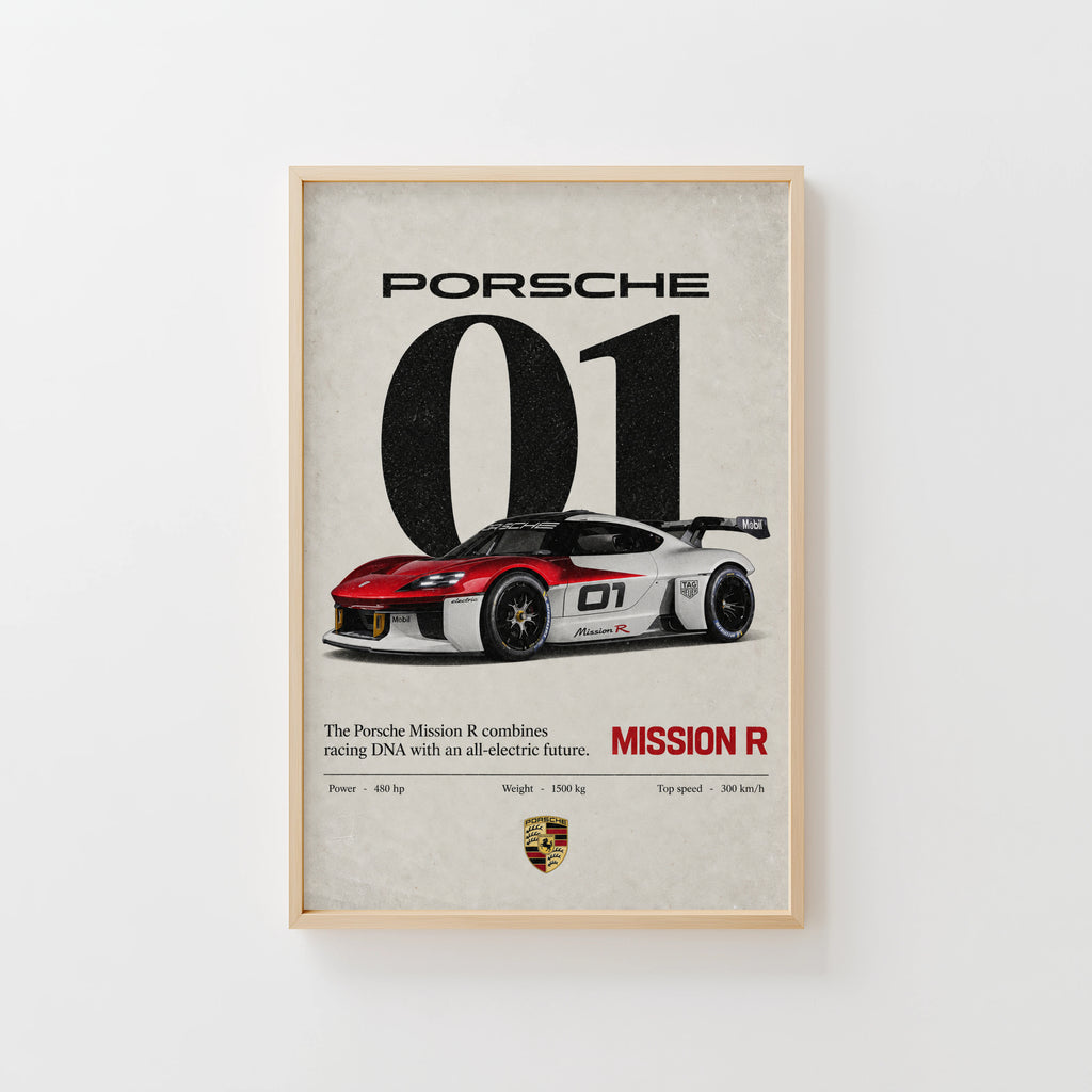 Vintage Porsche Mission R Print, Car Wall Art