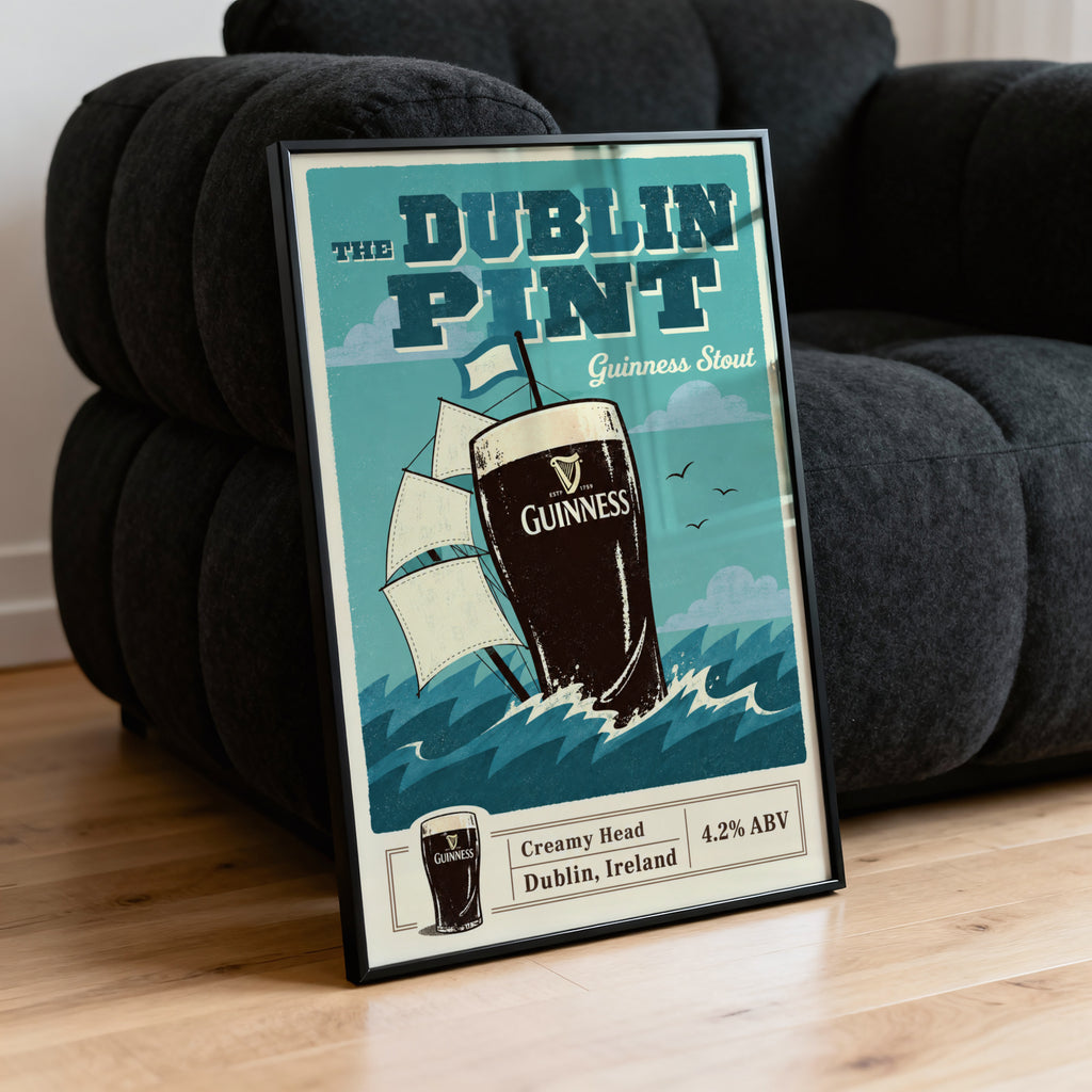 Vintage Guinness Print, Dublin Pint Beer Poster