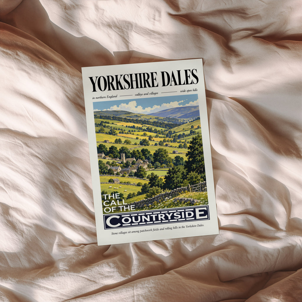 Vintage Yorkshire Dales Poster, Countryside Wall Art