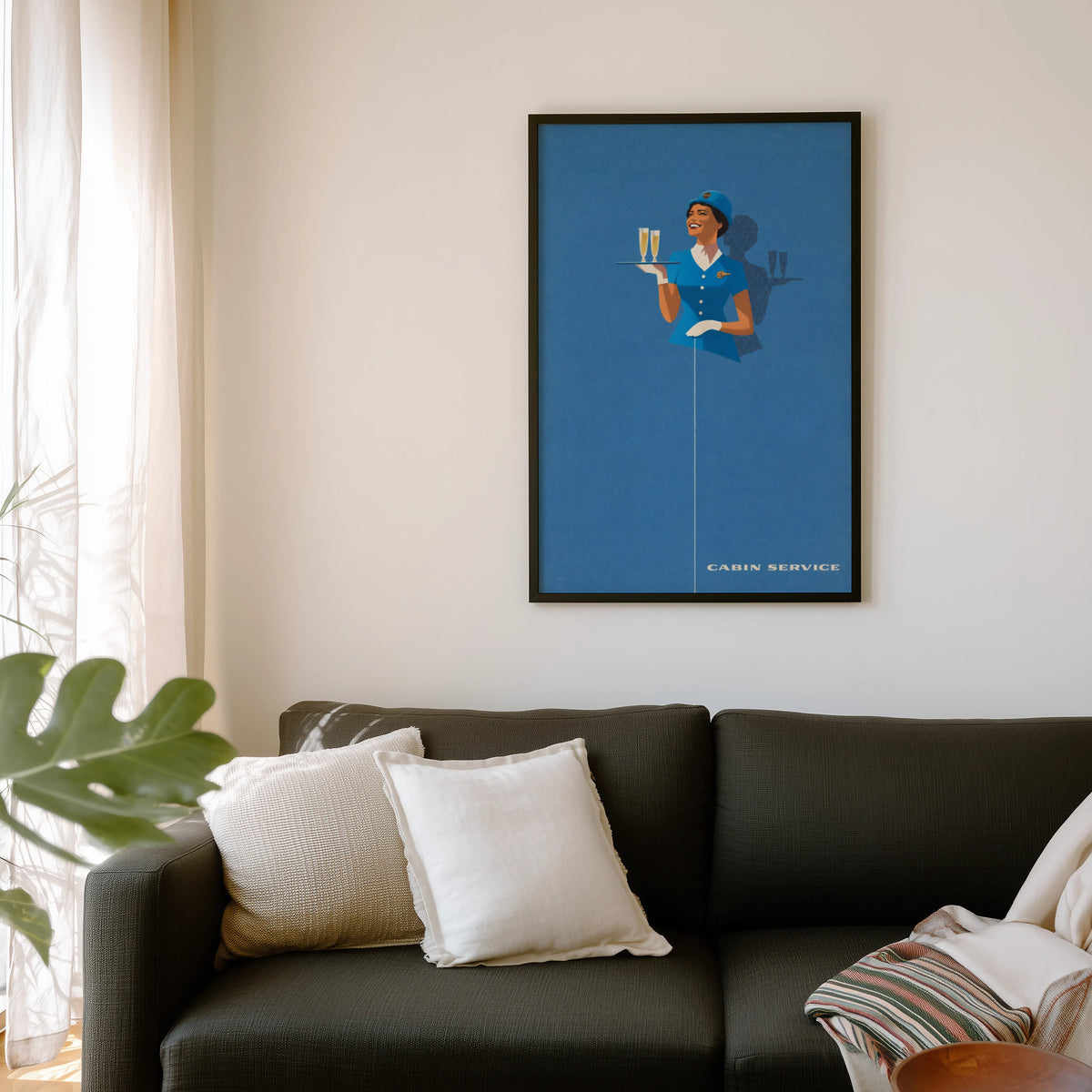 Vintage Air Hostess Poster, Retro Wall Art, Cabin Print