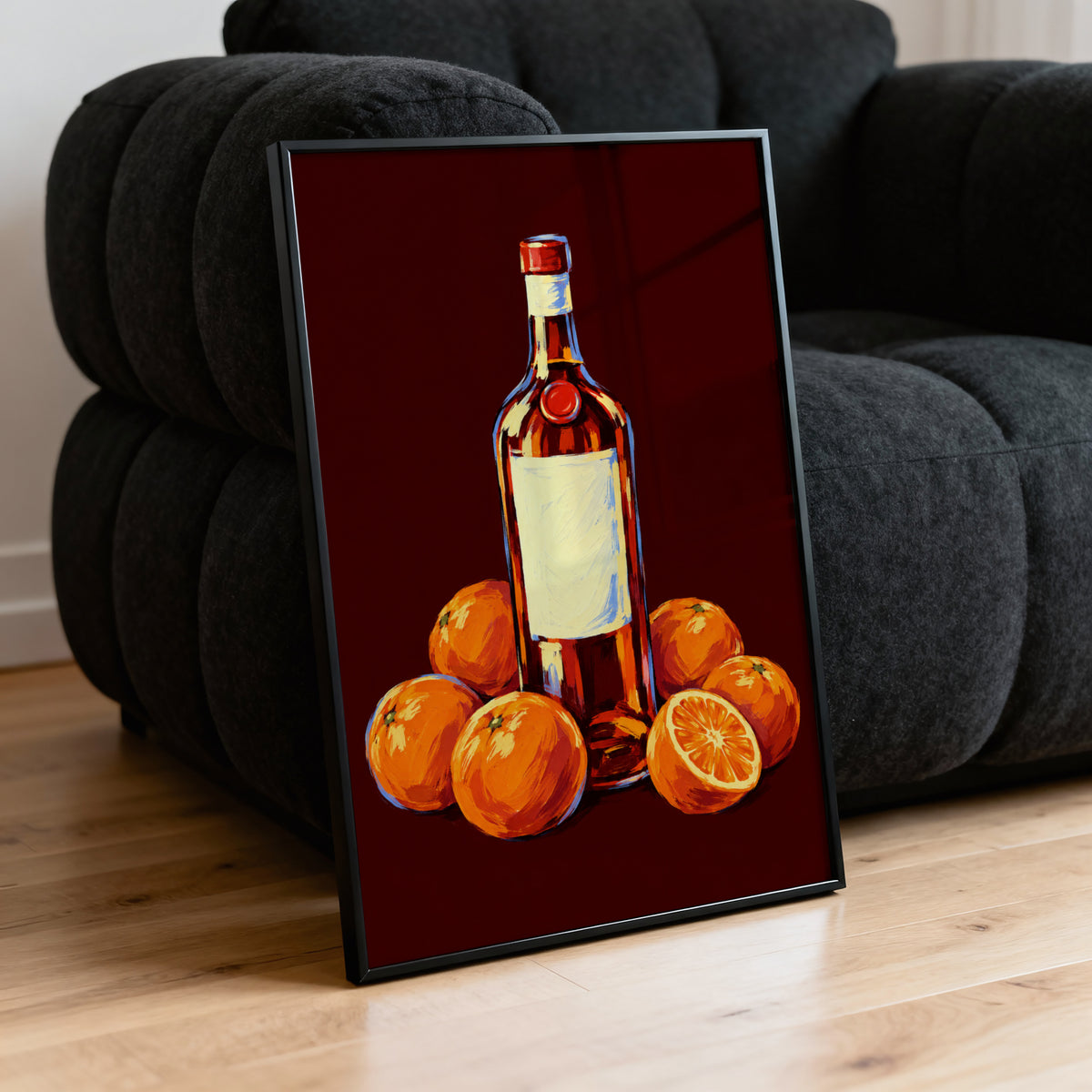 Vintage Orange Liqueur Bottle Print Poster Kitchen Art
