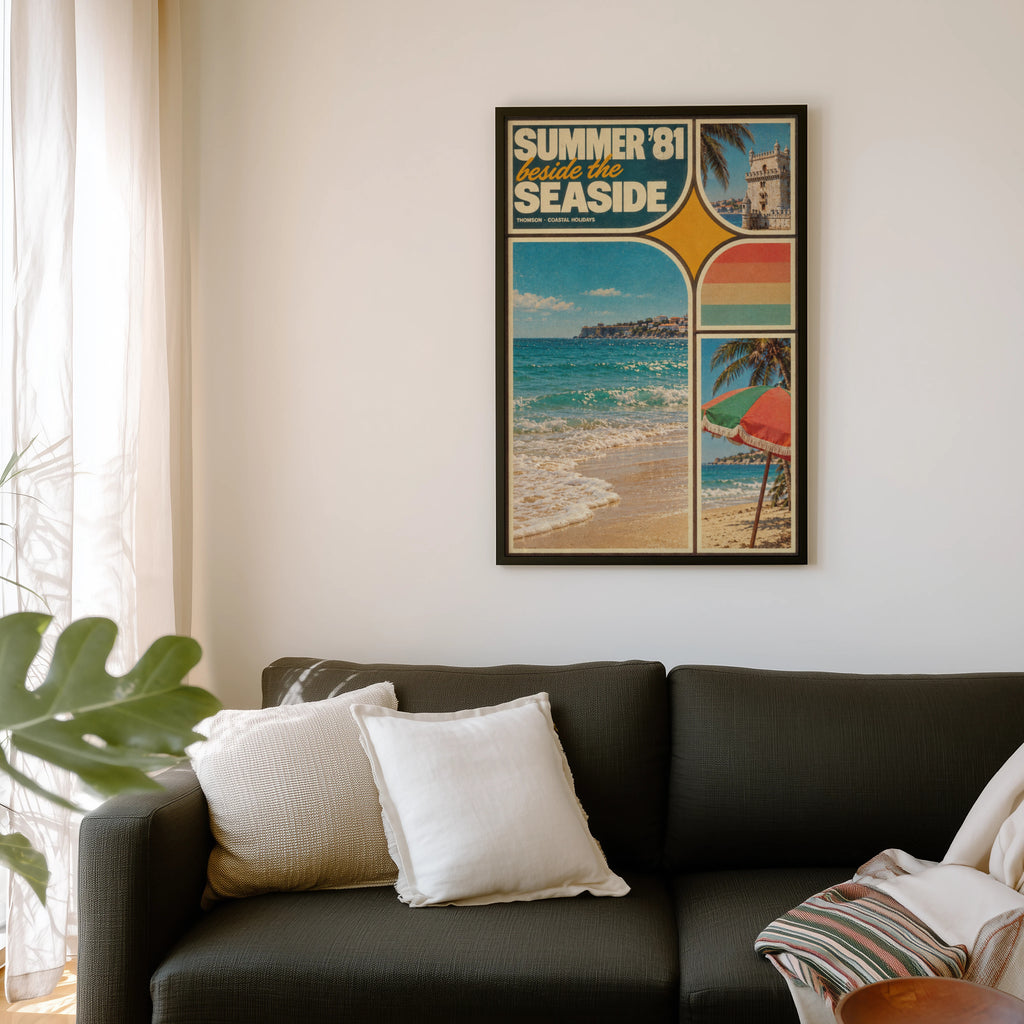 Vintage Seaside Holiday Poster, Beach Wall Art, Retro Print