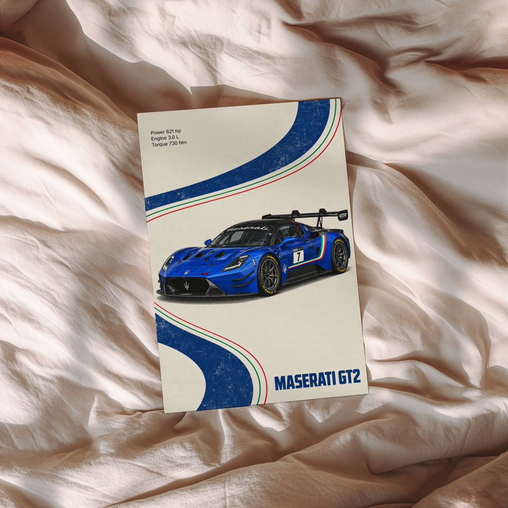 Vintage Maserati GT2 Race Car Print, Italian Racing