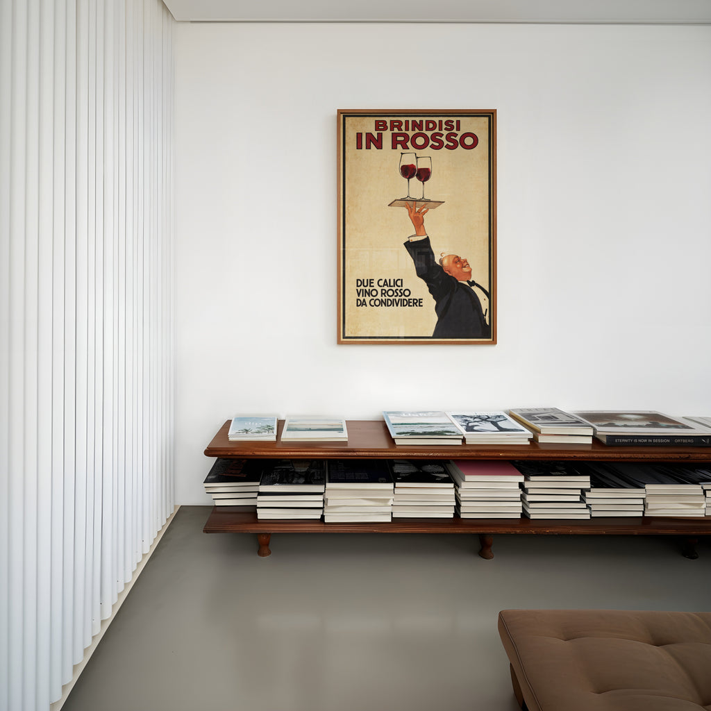 Vintage Red Wine Print Poster, Italian Waiter Art