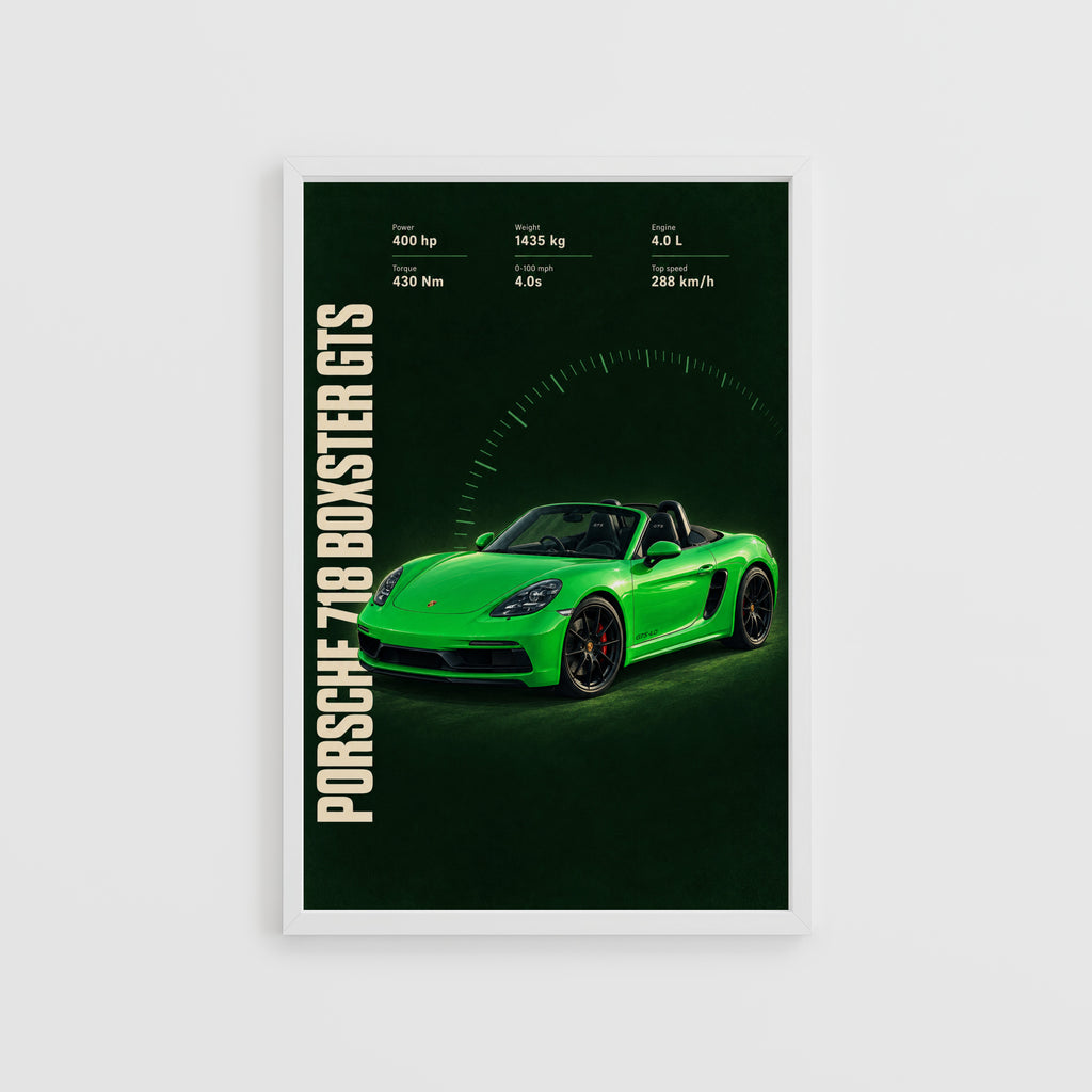 Vintage Porsche 718 Boxster GTS Print, Car Wall Art