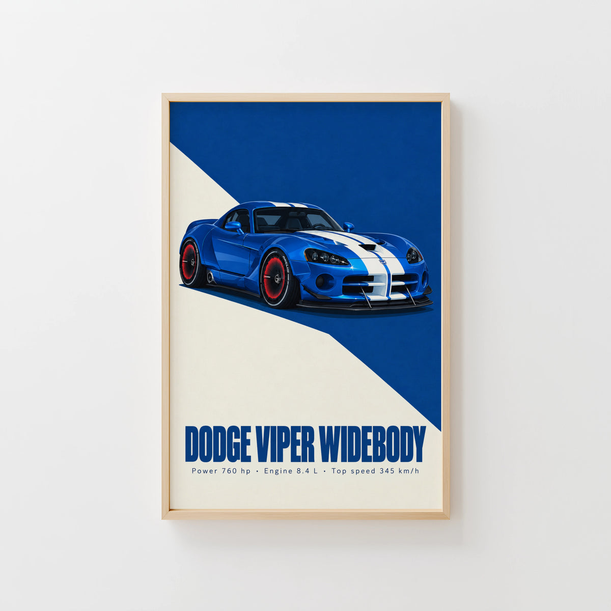 Vintage Dodge Viper Widebody Print, Supercar Art