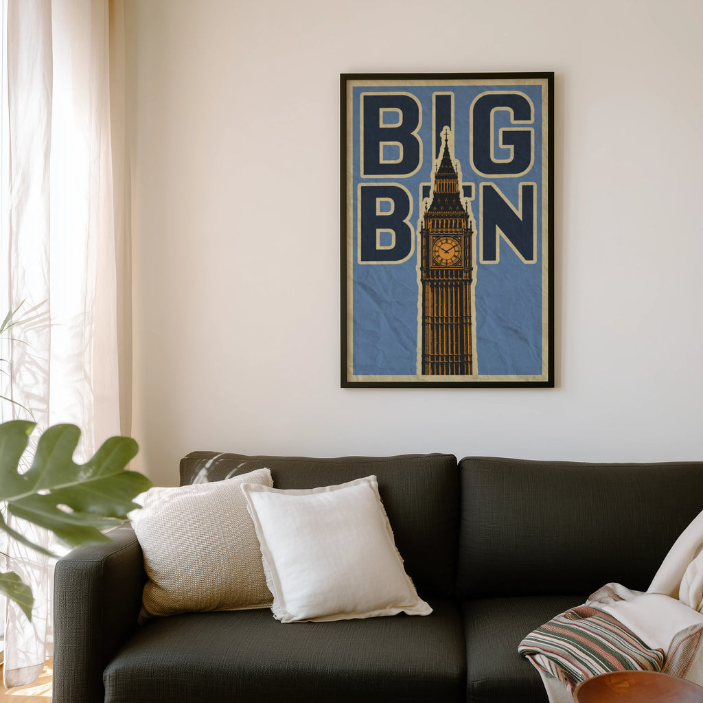 Vintage Big Ben Poster, London Wall Art, England Print