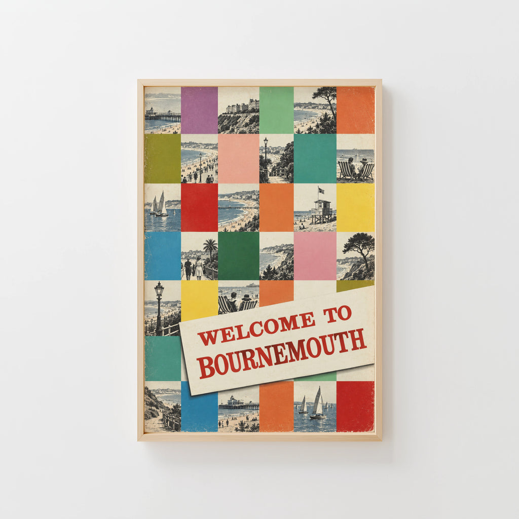 Vintage Bournemouth Poster, Seaside Wall Art, England Print
