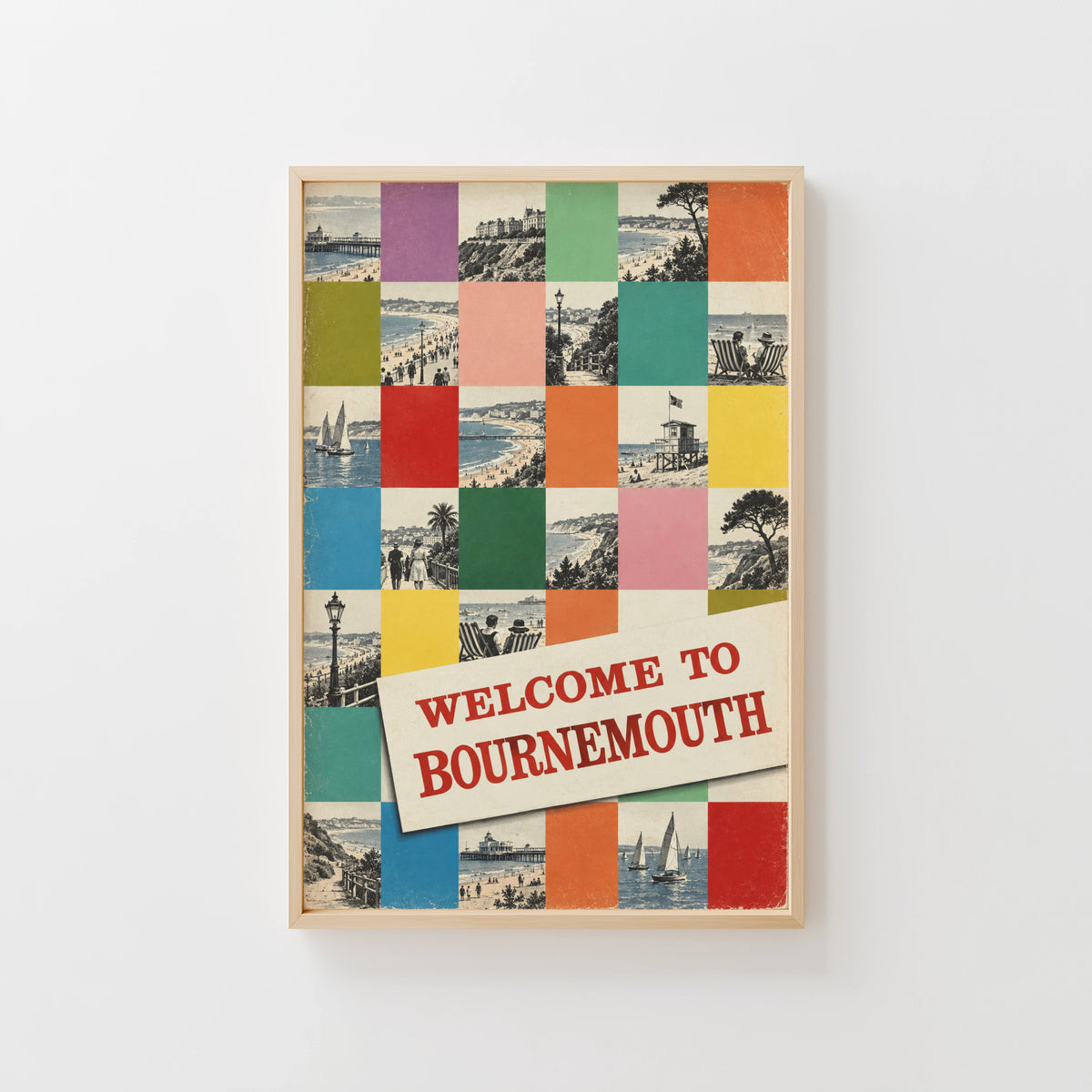 Vintage Bournemouth Poster, Seaside Wall Art, England Print