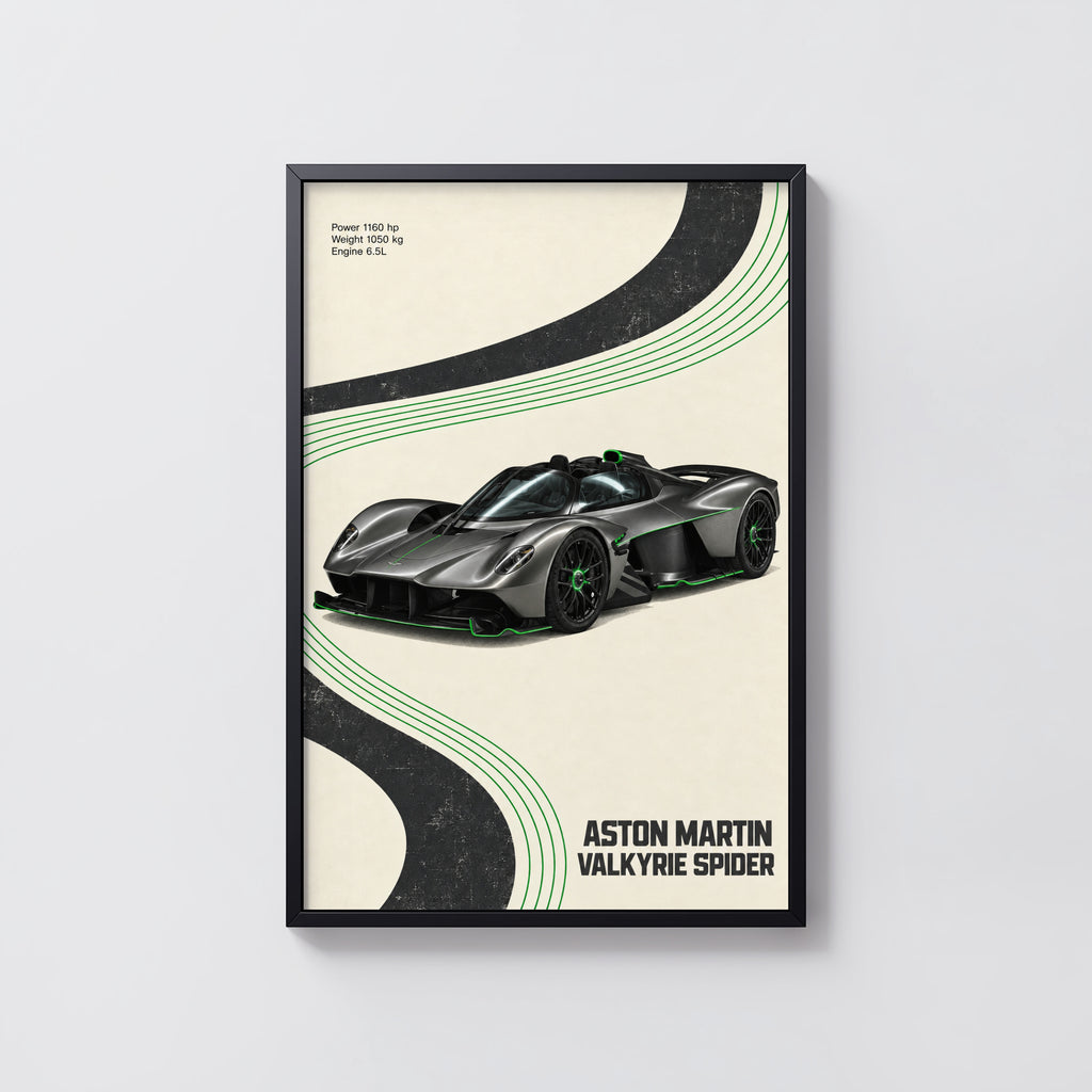 Vintage Aston Martin Valkyrie Spider Print, Car Art