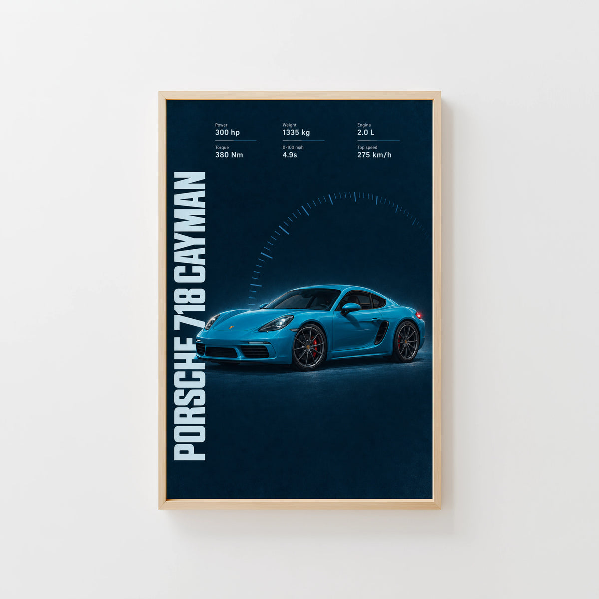Vintage Porsche 718 Cayman Print, Car Wall Art