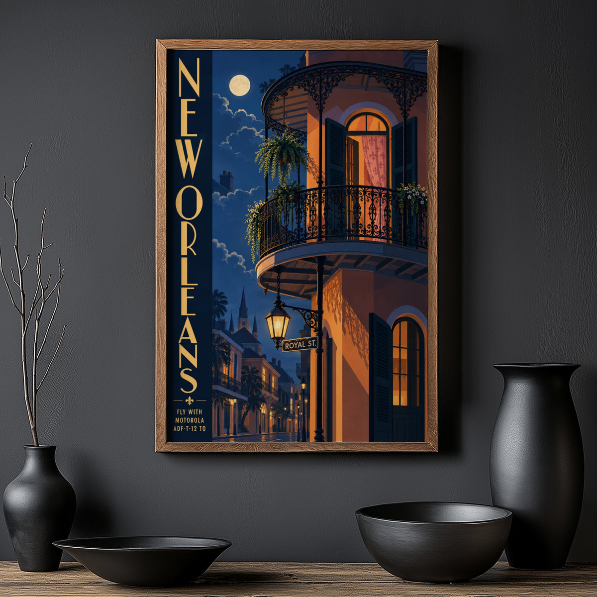 Vintage New Orleans Poster, French Quarter Wall Art