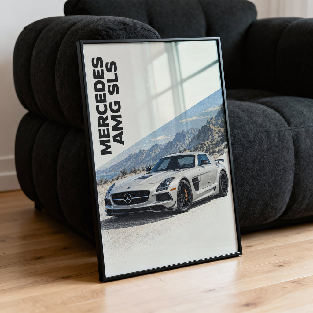 Vintage Mercedes AMG SLS Print, Car Poster, Wall Art