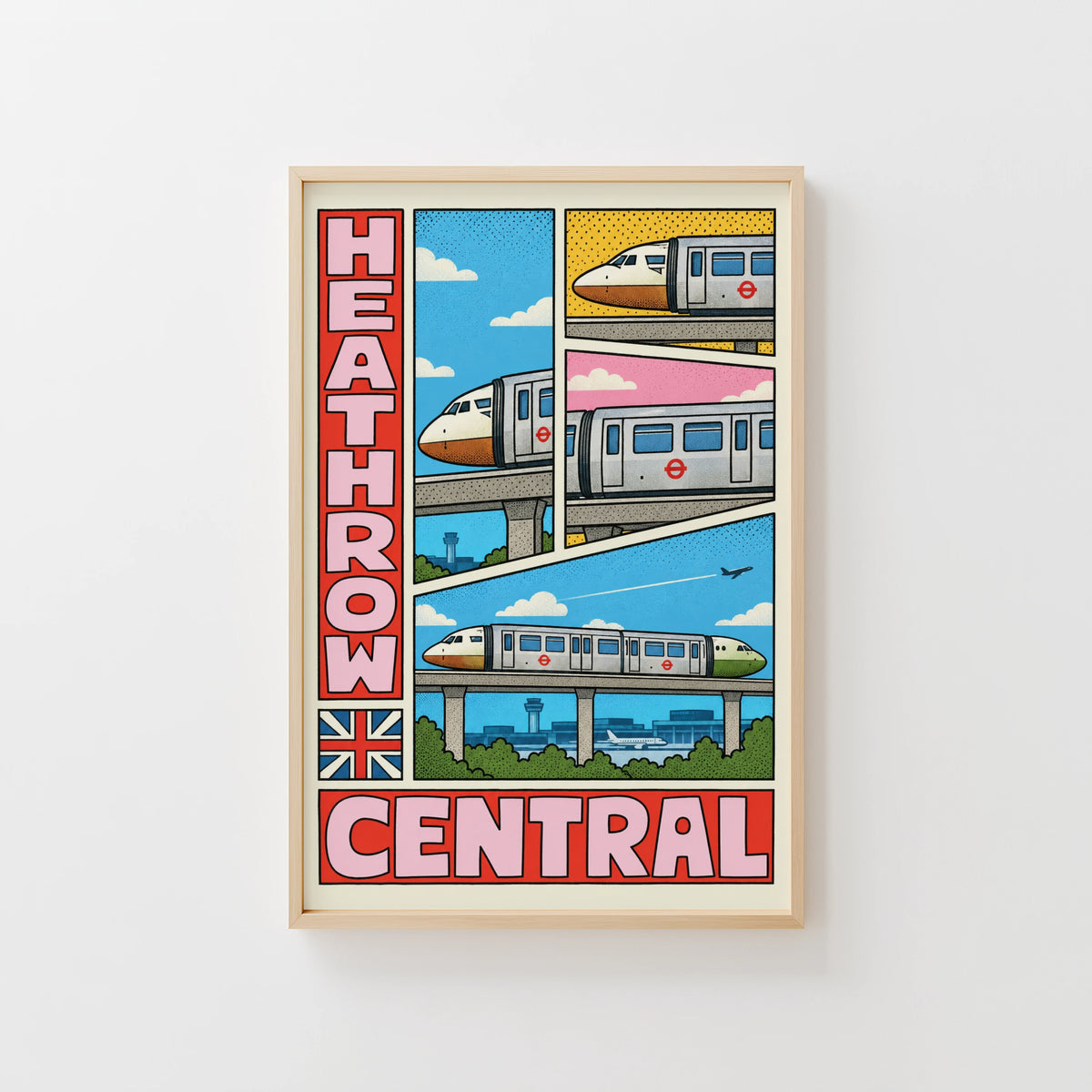 Vintage Heathrow Central Poster, London Tube Wall Art