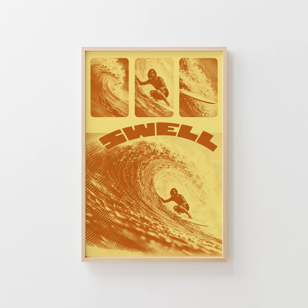 Vintage Swell Surf Print, Retro Surfer Poster, Wave Art