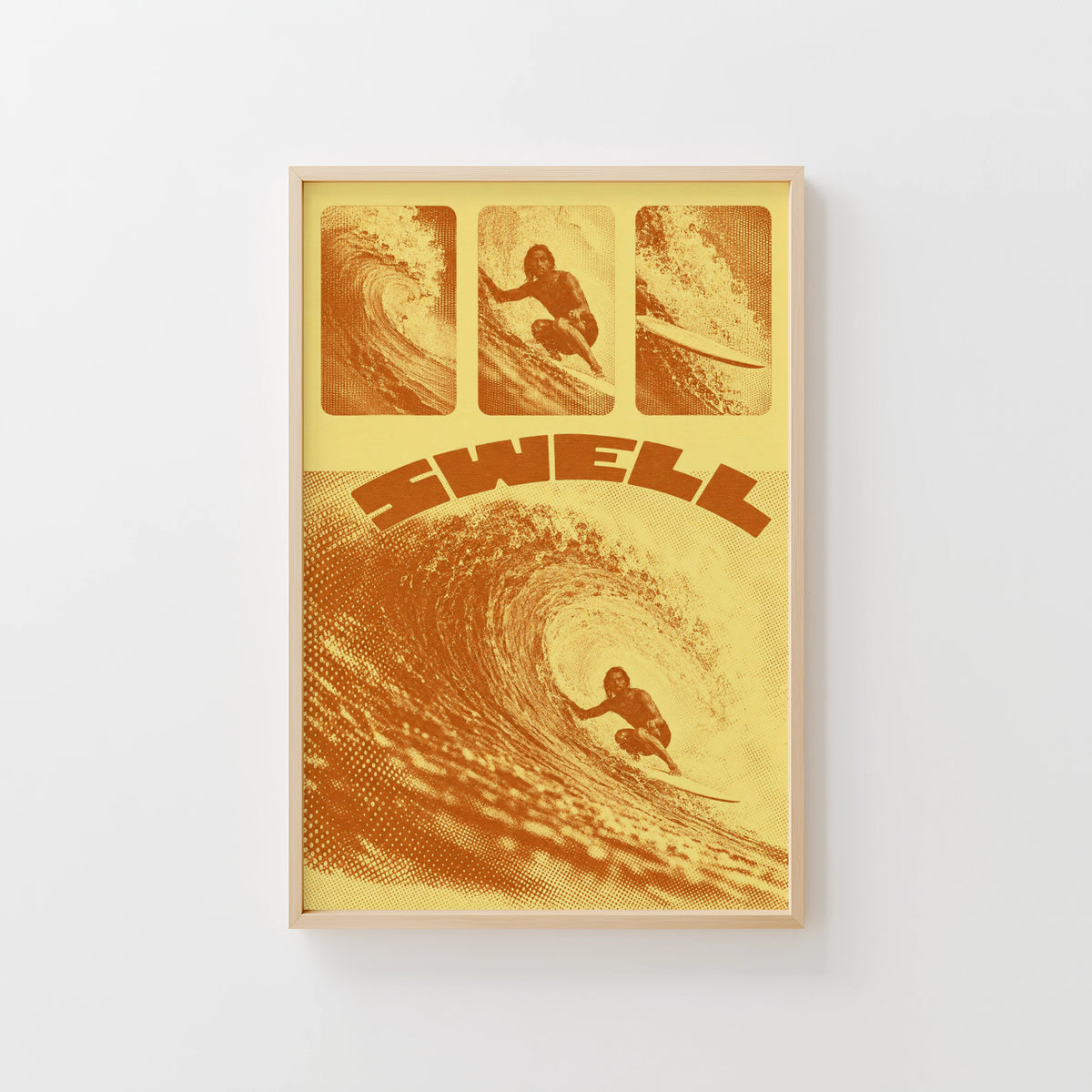Vintage Swell Surf Print, Retro Surfer Poster, Wave Art