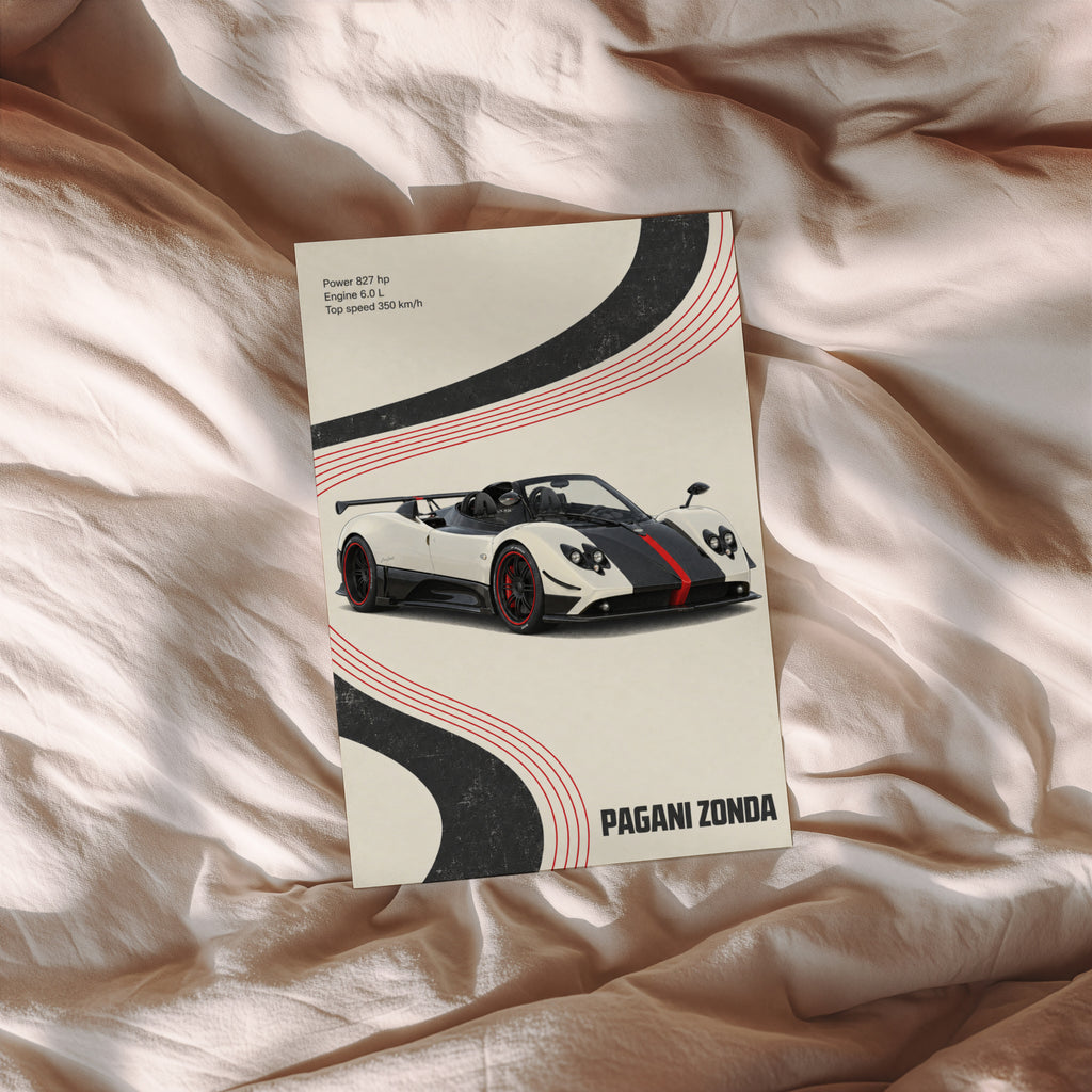 Vintage Pagani Zonda Print, Supercar Wall Art