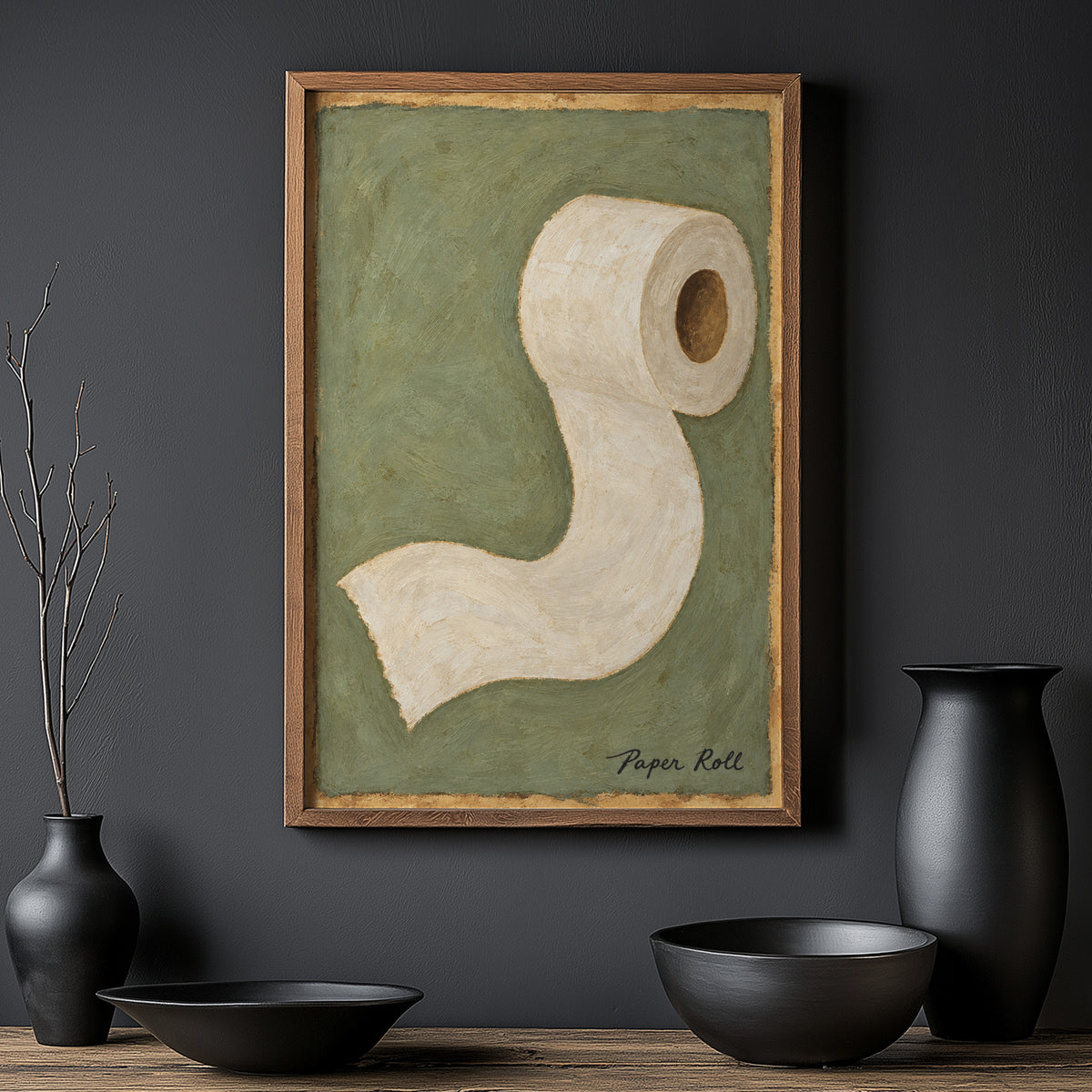 Vintage Toilet Roll Print and Poster, Sage Green Art