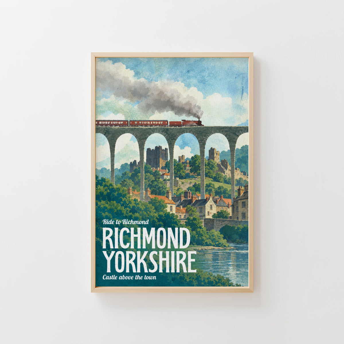 Vintage Richmond Yorkshire Train Print Poster, Wall Art