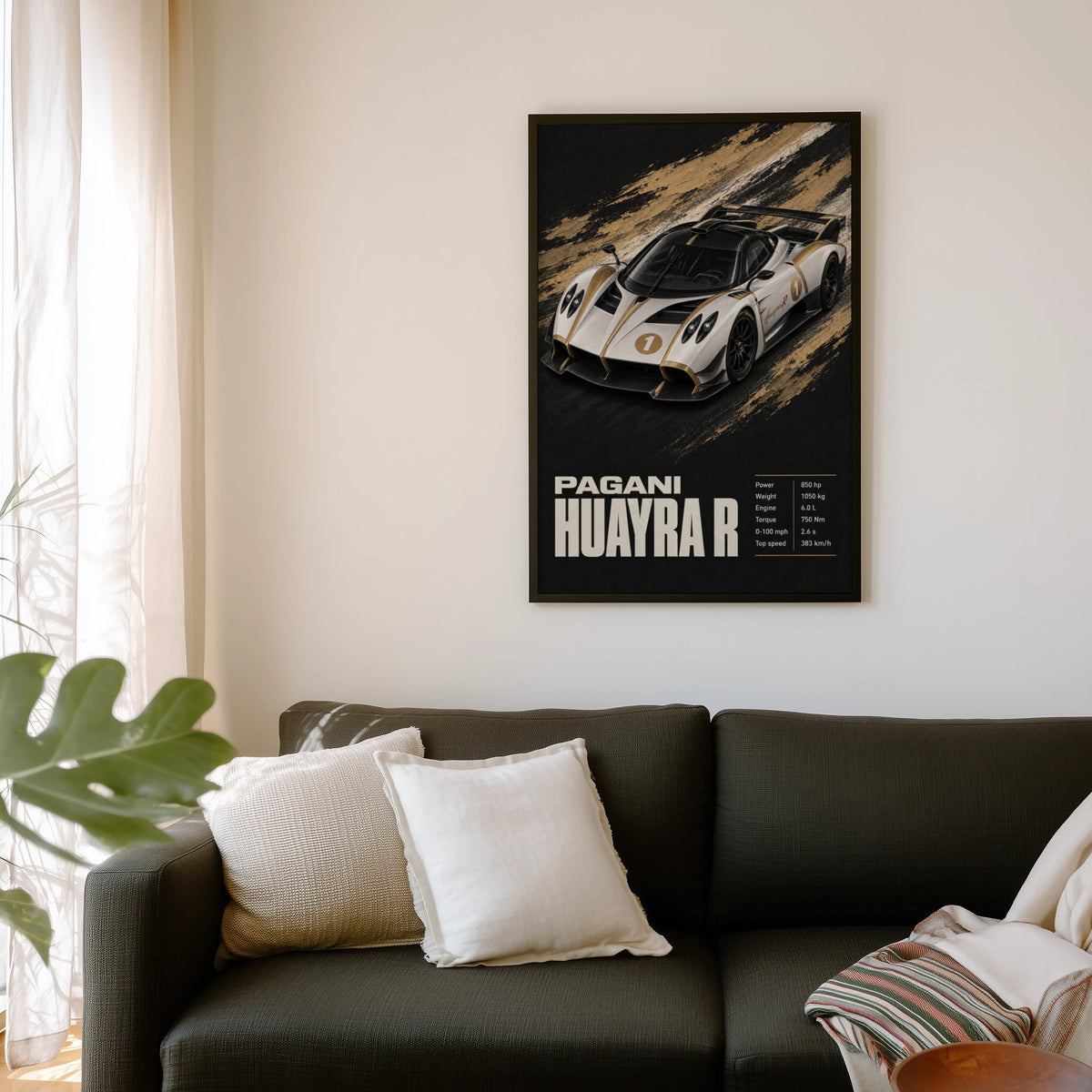 Vintage Pagani Huayra R Print, Supercar Wall Art