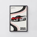 Vintage Porsche Mission R Print, Racing Car Art