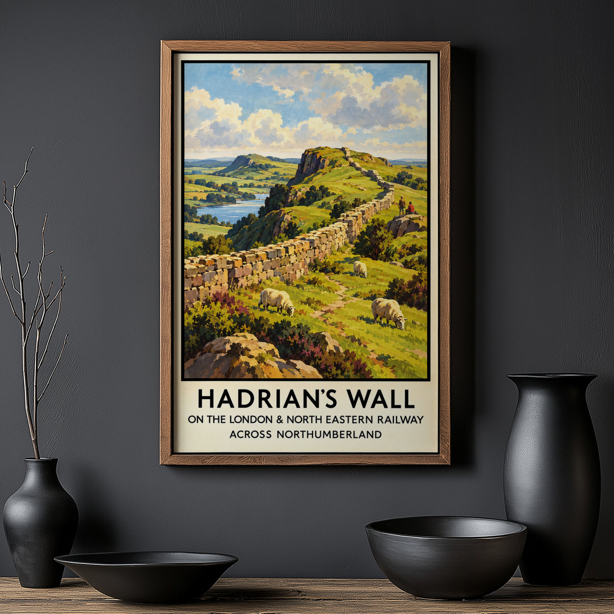 Vintage Hadrian's Wall Print Poster, Northumberland