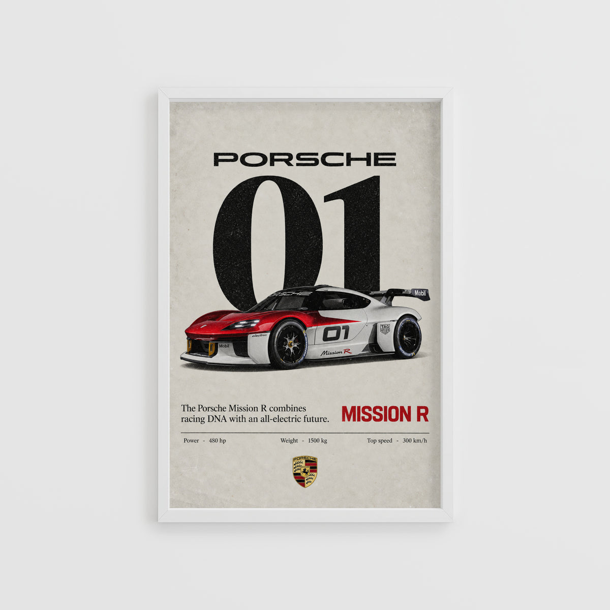 Vintage Porsche Mission R Print, Car Wall Art