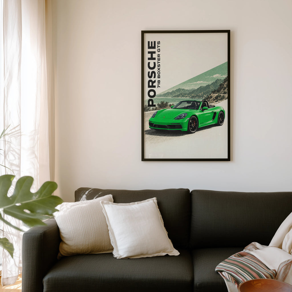 Vintage Porsche 718 Boxster GTS Print, Car Wall Art
