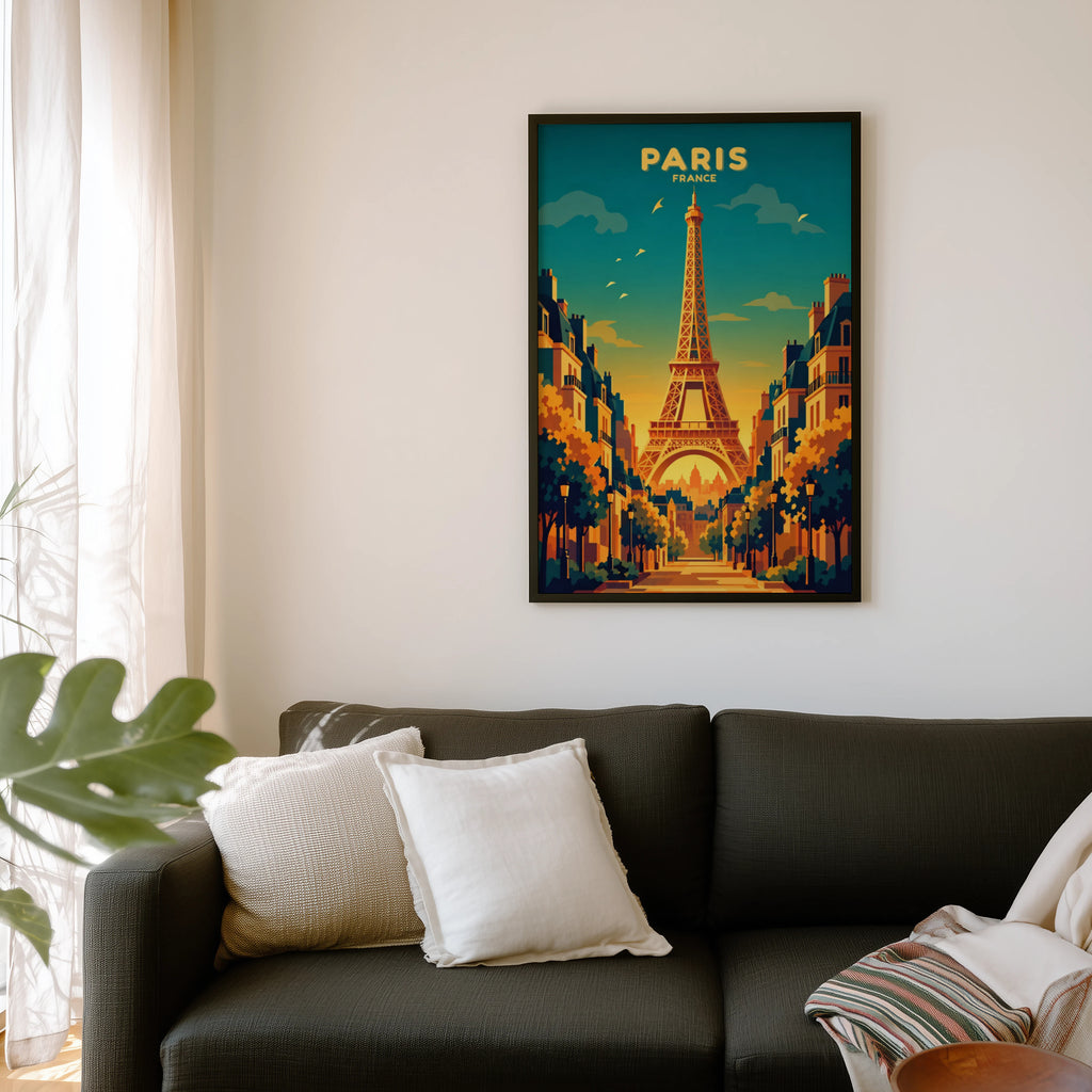 Vintage Paris Poster, Eiffel Tower Wall Art Print
